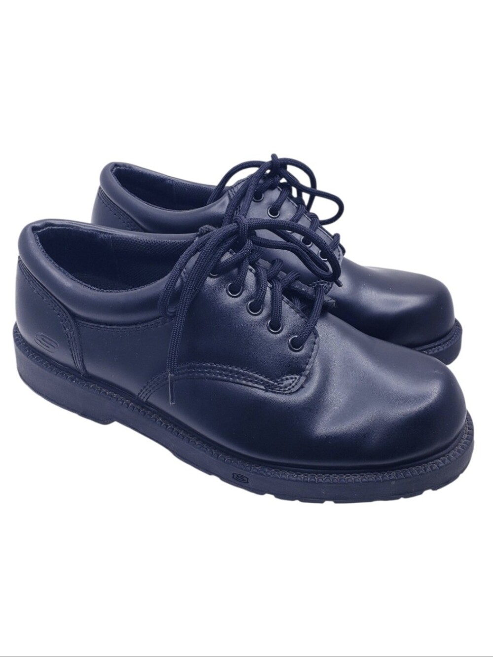 Skechers Black Leather Slip Resistant Lace Up Work Shoes Men's Size 10.5 Wide